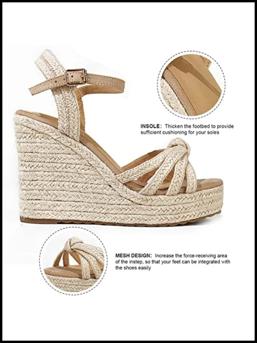 Buckle Ankle Strap Wedge Platform Sandals Espadrilles